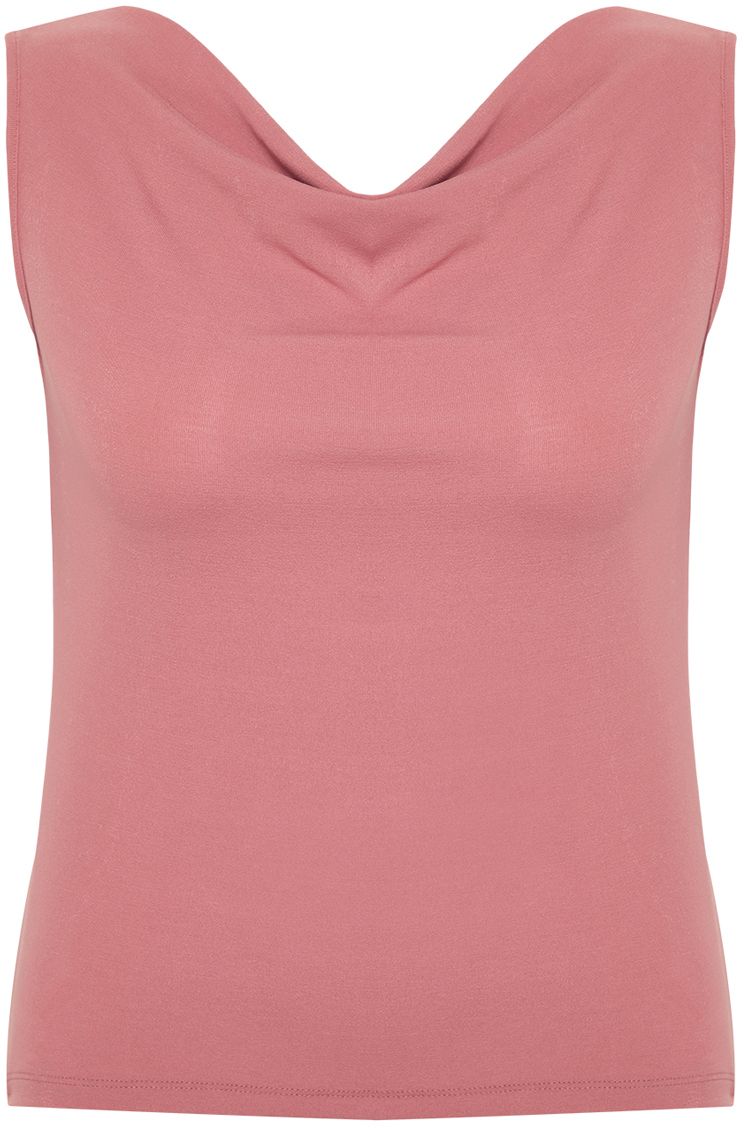 Trendyol Curve Dusty Rose Boat/Degaje/Madonna Collar Knitted Blouse