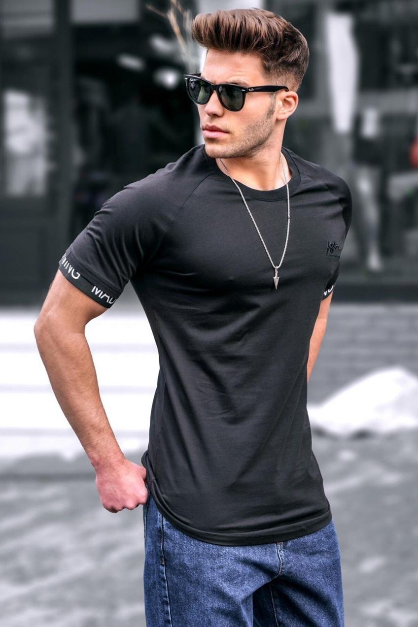 Madmext Black Basic Men's T-Shirts