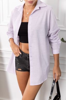 armonika Women's Lilac Striped Look Oversize Long Basic Shirt