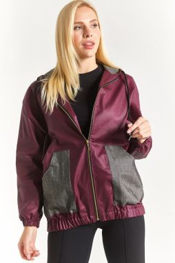 armonika Dámske Burgundsko Údená Hooded nepremokavá pláštenka s vreckom