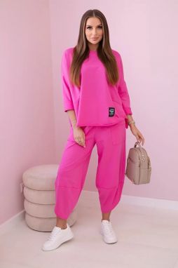 Set of cotton sweatshirt pants in pink