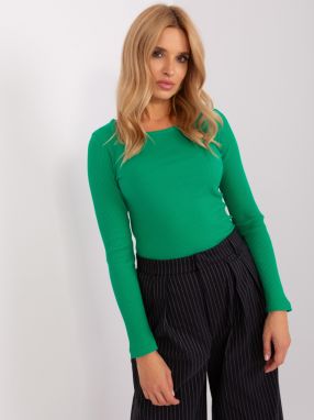 Green basic striped blouse with long sleeves