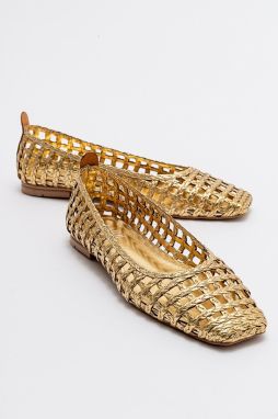 LuviShoes ARCOLA Gold Knitted Patterned Women's Ballerinas