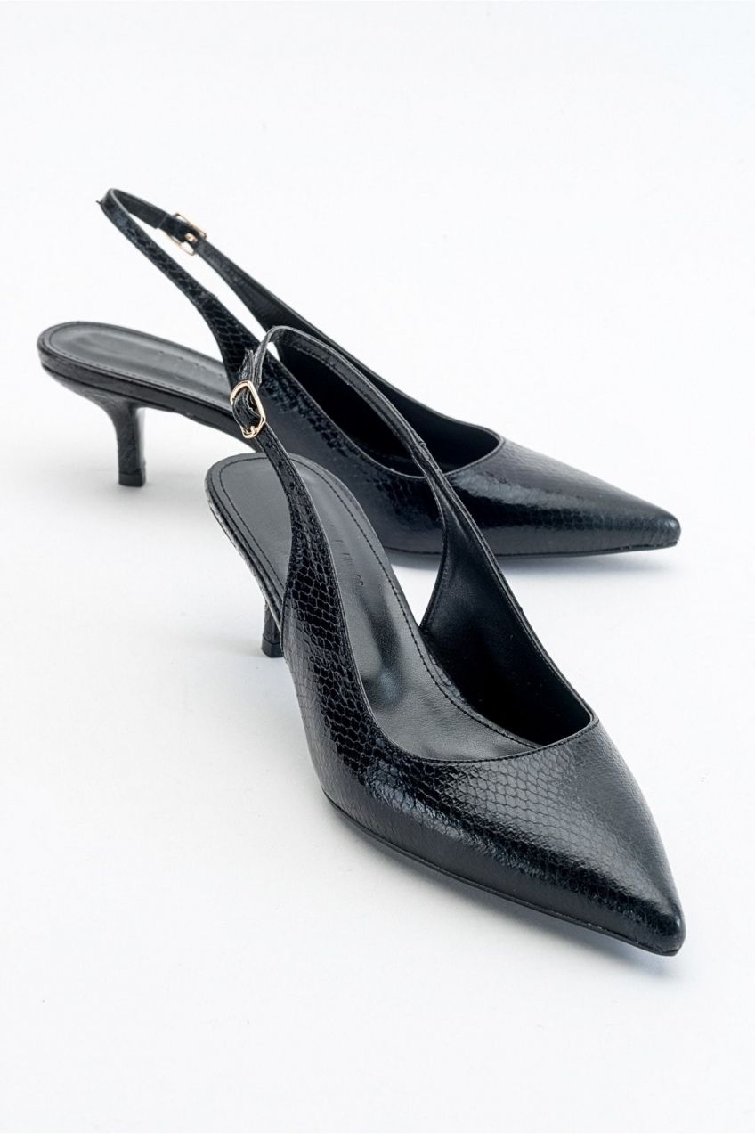 LuviShoes Dámske čierne vzorované lodičky