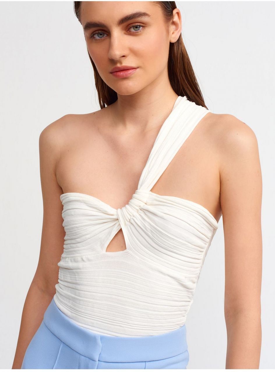 Dilvin 10168 Pletený bustier na jedno rameno - ecru