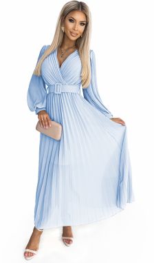 Pleated dress with belt and neckline Numoco