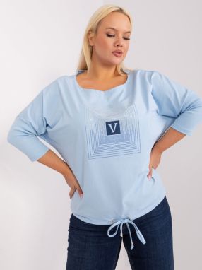Light blue blouse plus size with print