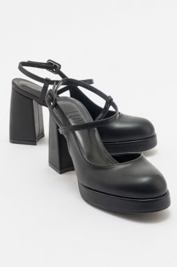 LuviShoes CAPE Čierne Kožené Dámske Topánky na Platforme s Podpätkom