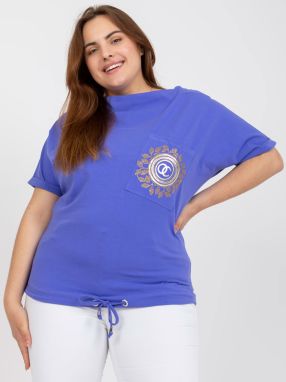 Purple cotton blouse of larger size with pocket