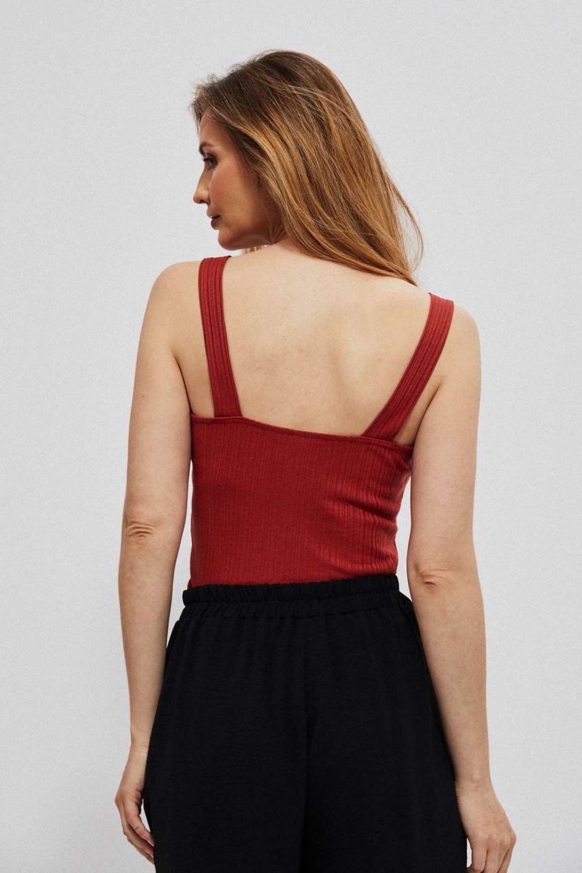 Ribbed top with wide straps - red