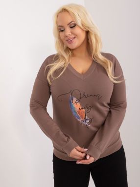 Brown blouse with long sleeves plus size