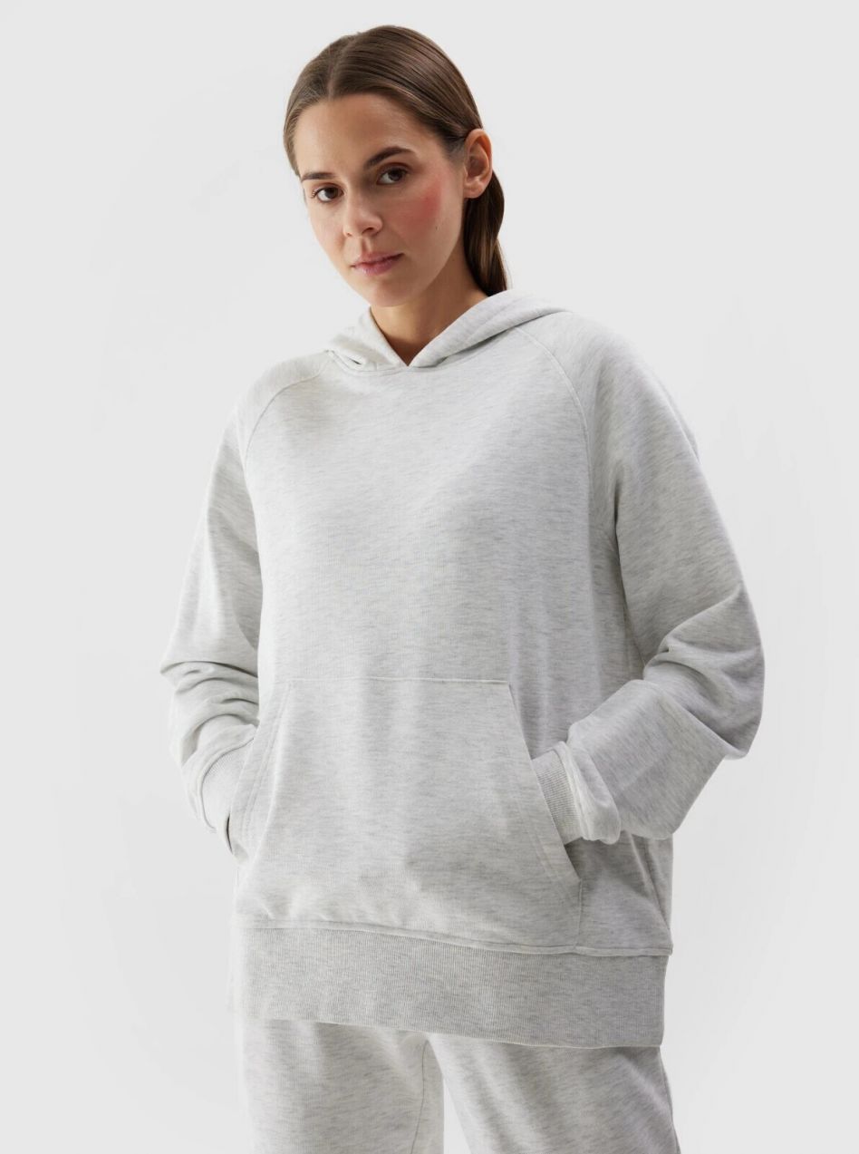 Women's sweatshirt without fastening and hooded 4F - grey