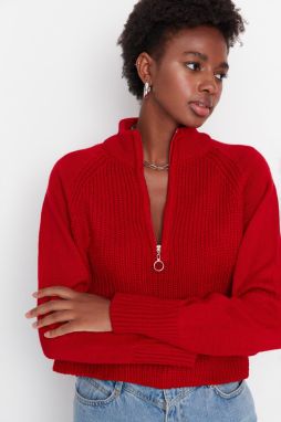Trendyol Red Stand Collar Knitwear Sweater