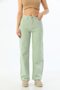 BİKELİFE Women's Aqua Green Wide Leg Palazzo High Waist Trousers