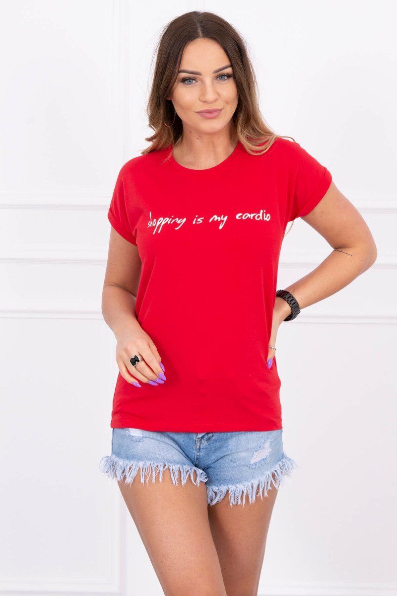 The Shopping blouse is my cardio red