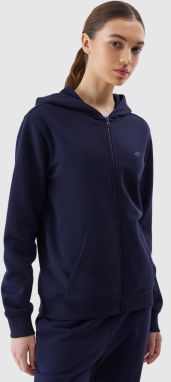 Women's Sweatshirt Zipped Up Hoodie 4F - Navy Blue