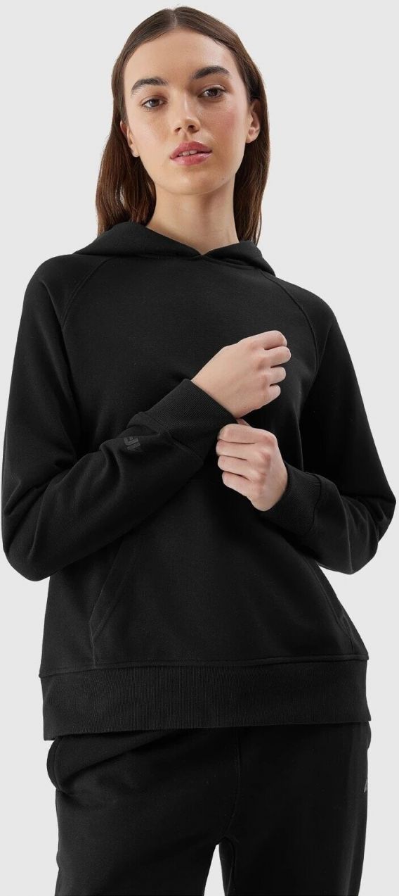 Women's sweatshirt without fastening and hooded 4F - black