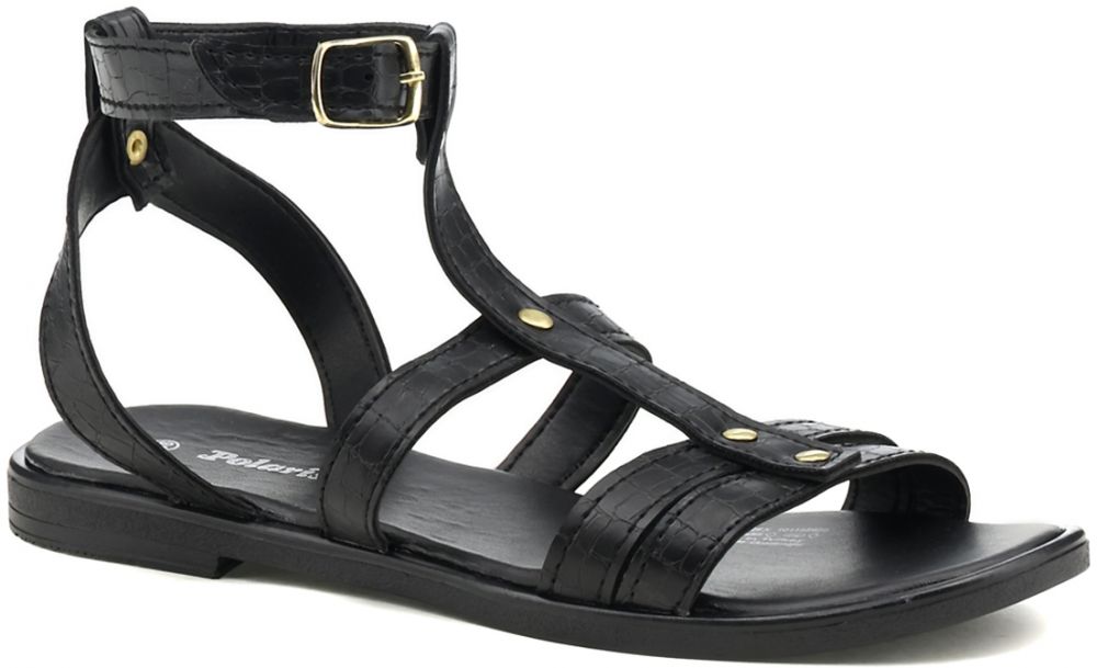 Polaris  319132.z 2Fx Black Woman Flat Sandals