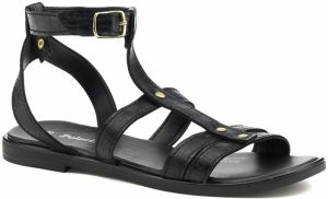 Polaris  319132.z 2Fx Black Woman Flat Sandals
