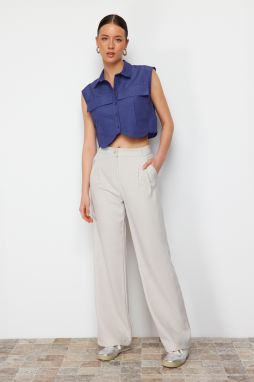 Trendyol Mink High Waist Wide Leg Pleated Woven Trousers