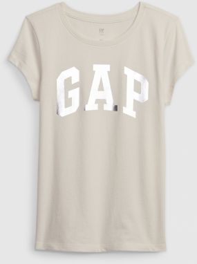 Béžové dievčenské bavlnené tričko s logom GAP