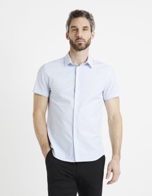 Biela pánska slim fit košeľa s krátkym rukávom Celio Vamotimc