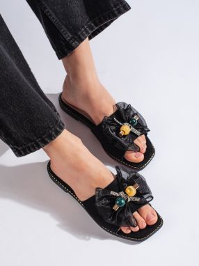 Shelvt Black classic women's flip-flops