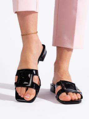 Shelvt Classic black elegant women's flip-flops