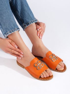 Shelvt Stylish orange women's flip-flops