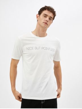 Koton Motto Printed T-Shirt Crew Neck Short Sleeve Cotton