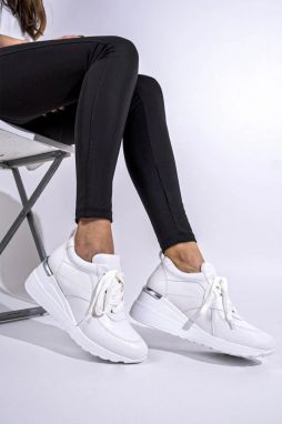 Armonika Dámske biele Flr609 Klinové tenisky na podpätku
