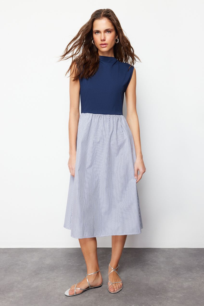 Trendyol Navy Blue Knitted Midi Dress