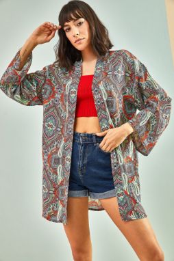 Bianco Lucci Women's Multi Patterned Kimono
