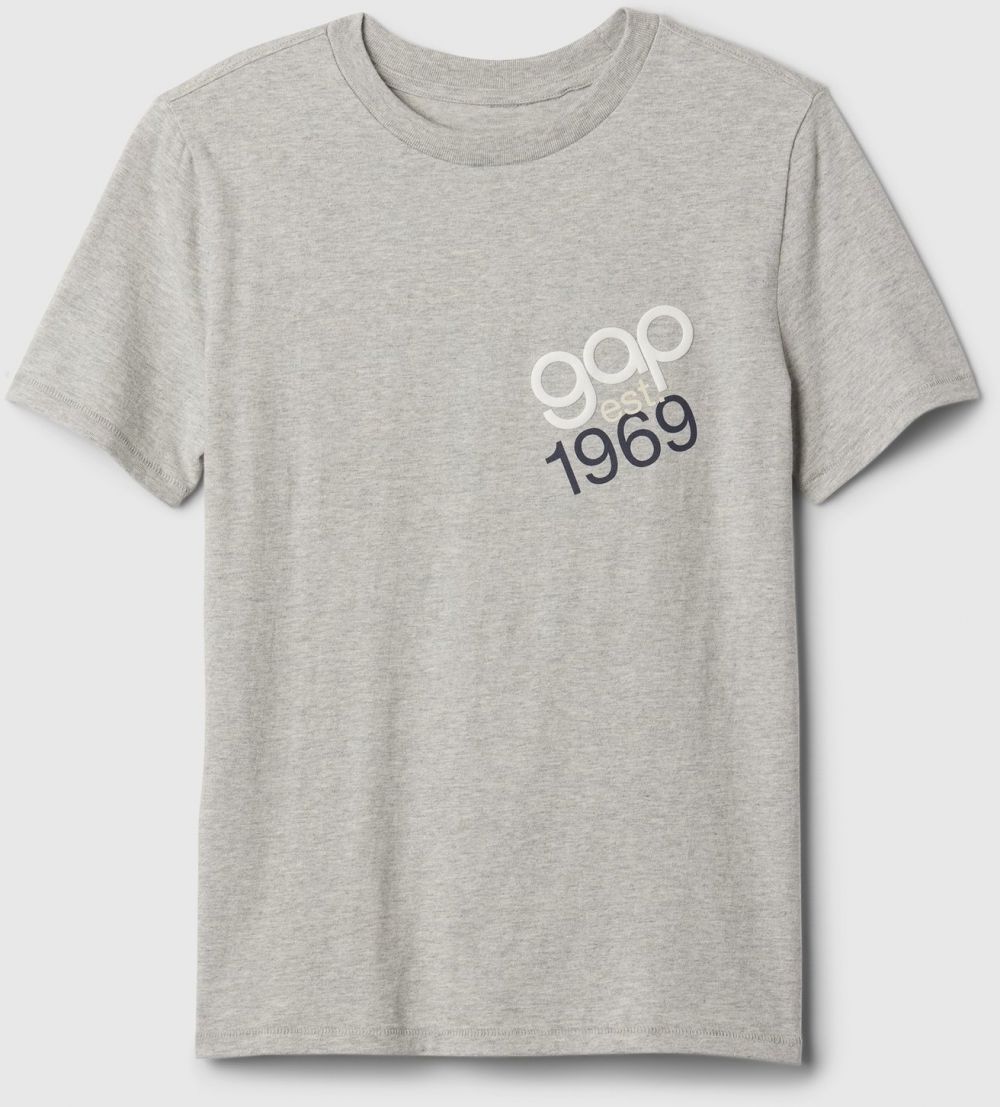 Šedé chlapčenské žíhané tričko s logom GAP