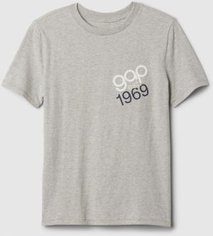 Šedé chlapčenské žíhané tričko s logom GAP