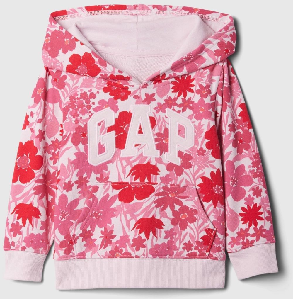 Ružová dievčenská kvetovaná mikina s logom GAP