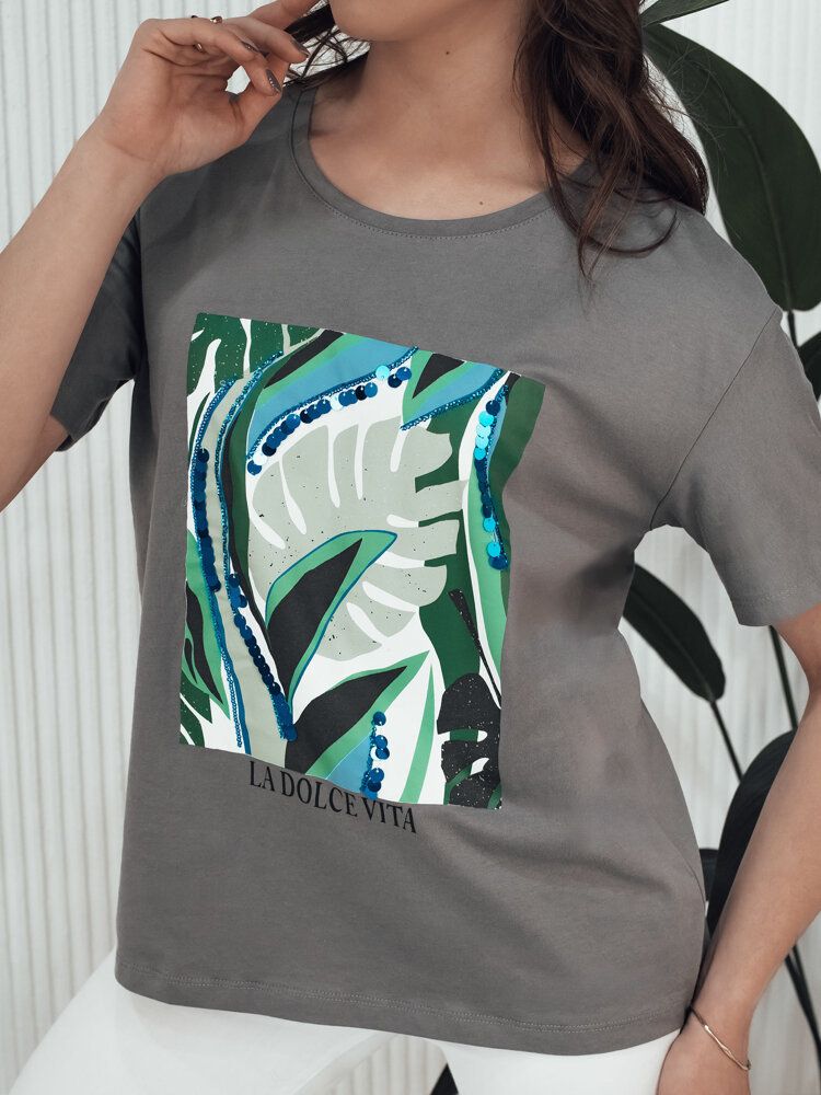Women's T-shirt with print MUYUMBA brown Dstreet