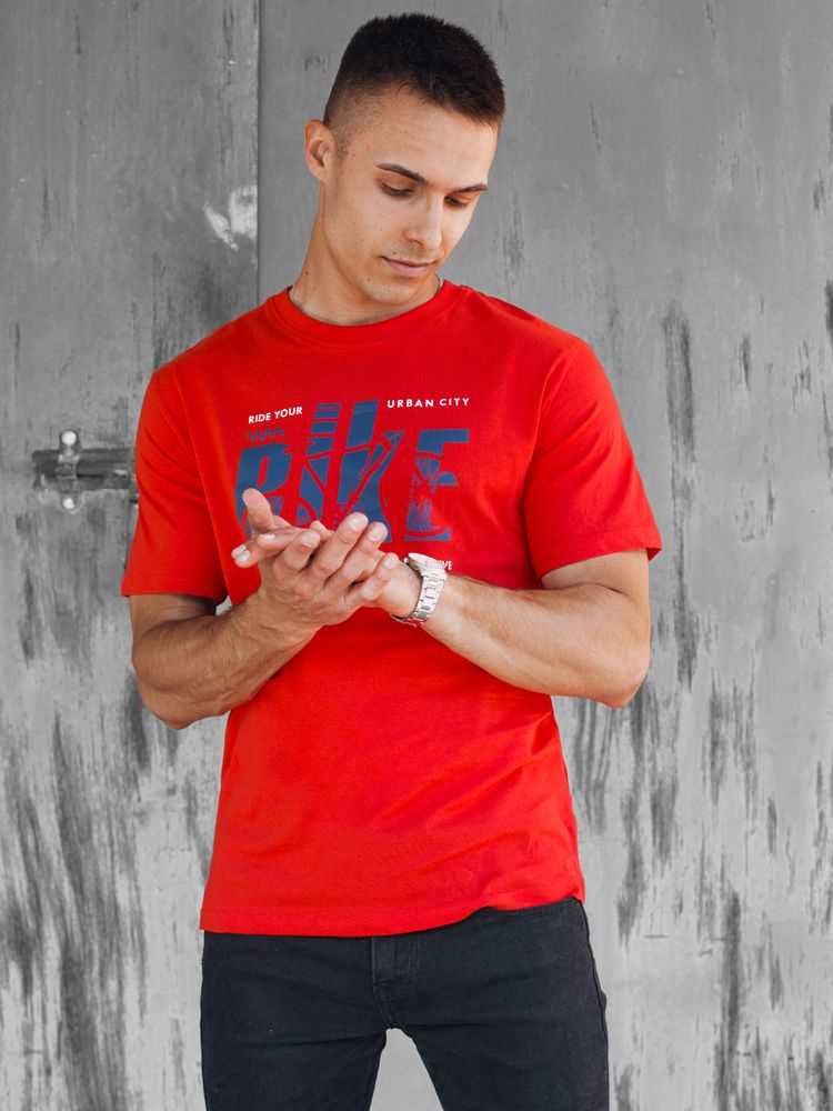 Men's T-shirt with orange print Dstreet