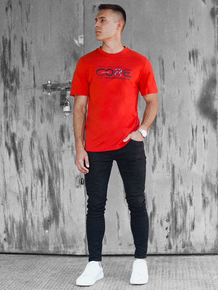 Orange men's T-shirt with Dstreet print