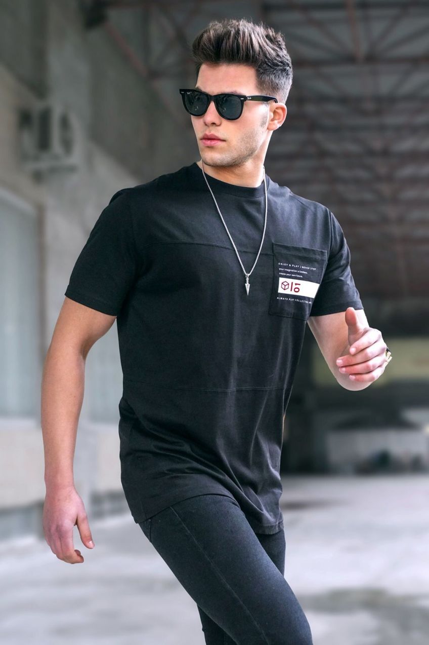 Madmext Men's Black T-Shirt 5804