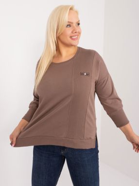 Brown blouse in a larger size with 3/4 sleeves