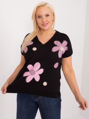 Black casual blouse with a neckline