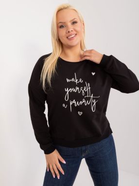 Black cotton blouse in a larger size with rhinestones