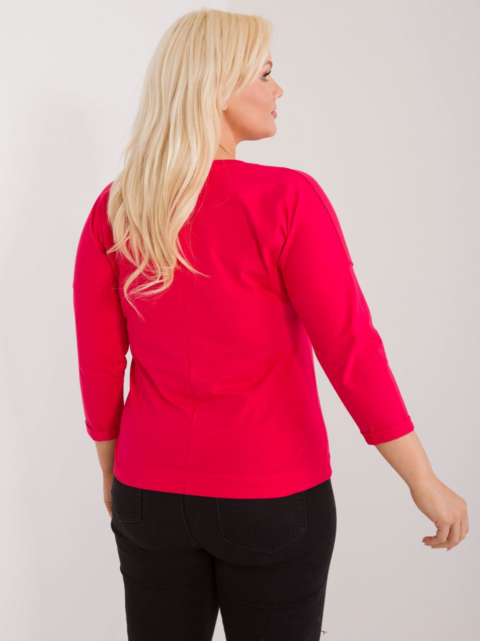 Plus Size Red Round Neckline Blouse