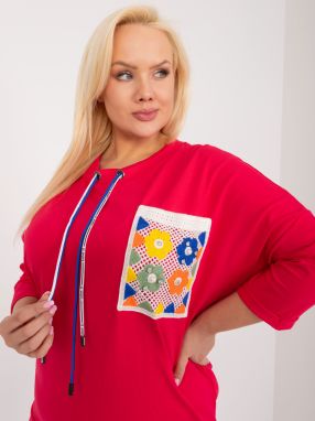 Plus Size Red Blouse with Appliqués