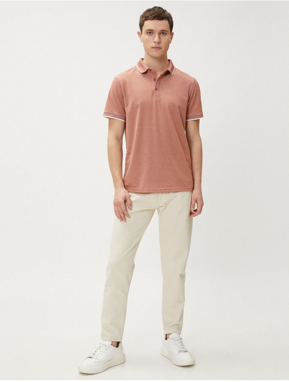 Koton Polo tričko s výstrihom na gombíky slim fit krátky rukáv
