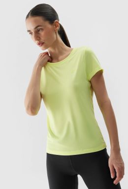 Women's Sports T-Shirt made of 4F recycled materials - light yellow