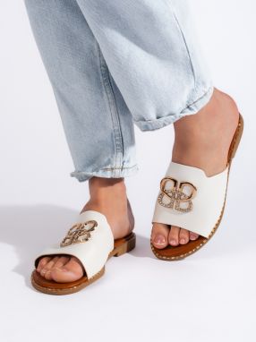 Shelvt Stylish white women's flip-flops