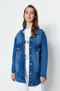 Trendyol Indigo Denim vrecko detailná džínsová bunda