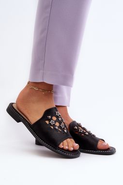 Women's shiny sandals with embellishments S.Barski Black